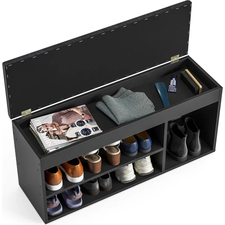 KOMTO Schuhbank Mit Sitzfläche Schuhregal Bank mit Stauraum Schuhschrank mit Sitzbank, für 6 bis 8 Paar, Spanplatte, Sofia 100 x 48 x 32 cm – Bild 4