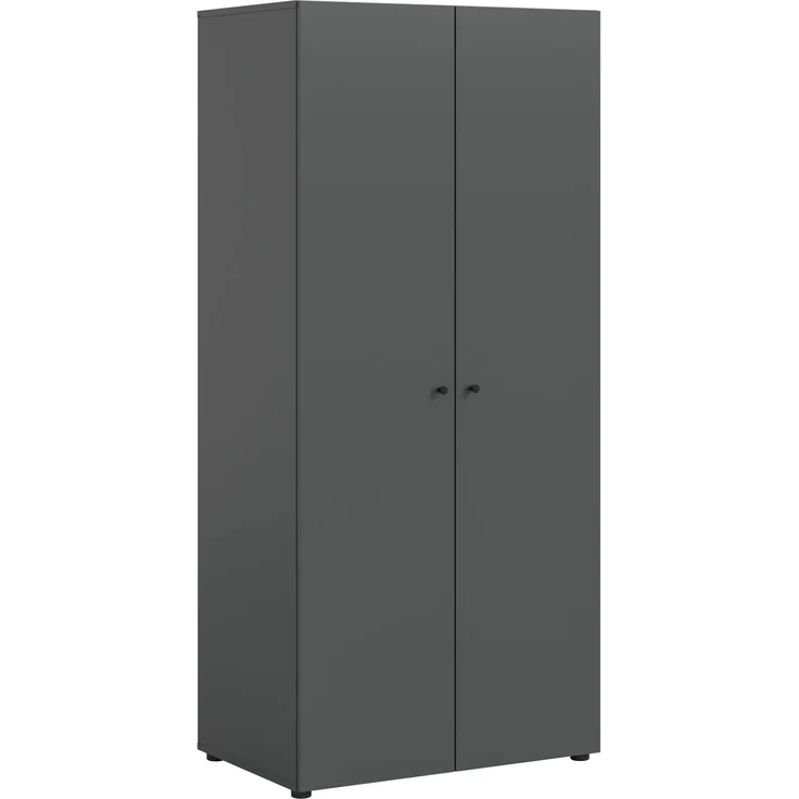 Kleiderschrank 2-türig (B/H/T: 80x176x51 cm) in anthrazit Nachbildung – Bild 1