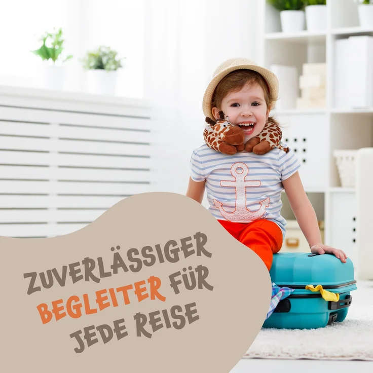 Nackenhörnchen Kinder Tier Schlafkissen Reisekissen Waschbar Kopfstütze U-Förmig Nackenkissen für Auto Zug Flugzeug weicher Kissenbezug Giraffe – Bild 5