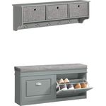 SoBuy FSR64-HG Schuhbank, MDF, Lackiert, Grau, 104 x 51 x 24 cm