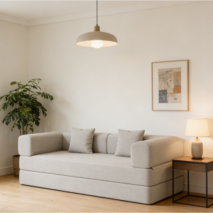 DESVIAE Schlafsofa 3-Sitzer klappbar aus Cord in Offwhite, 200 x 100 x 70 cm – Bild 6