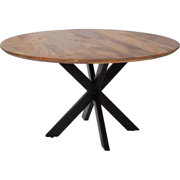 Massivholztisch Avola - rund 110 cm - Mangoholz - Gestell Kreuz-Form