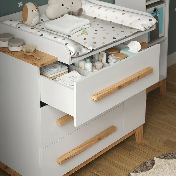Wickelkommode Malia Weiß 98x98 cm mit 1 Tür & 3 Schubladen Vitalispa – Bild 4