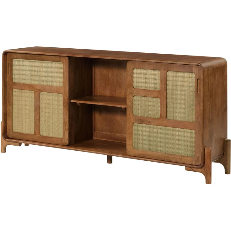 Sideboard Mango/Seegras 180 x 40 x 80 hellbraun lackiert MIZUMI #102 – Bild 1