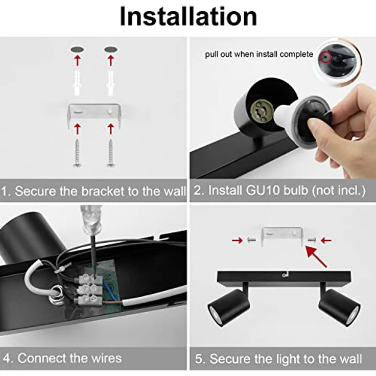 Dehobo Led Deckenstrahler Schwenkbar 350° - Deckenstrahler 2 Flammig Deckenleuchte GU10, LED Wandstrahler Schwarz, Spotlight Lampe Deckenlampe für Wohnzimmer Schlafzimmer Küche, Nein GU10 Leuchtmittel – Bild 8