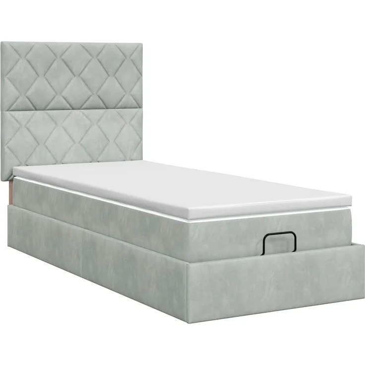 vidaXL Ottoman Bett mit Matratze Hellgrau 90 x 190 cm Samt 3457761 – Bild 8
