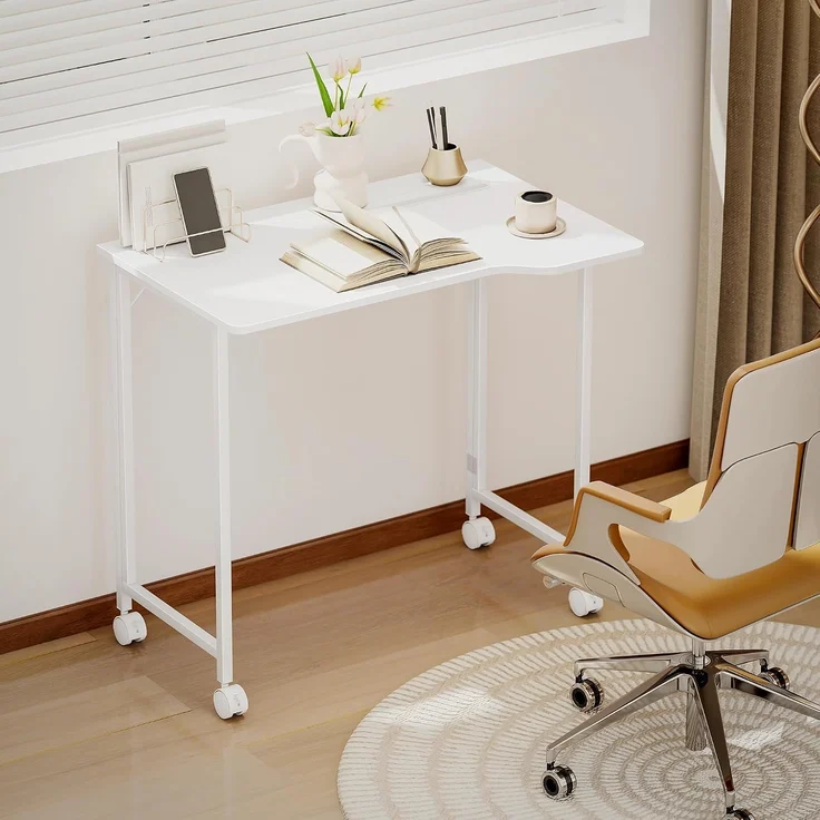 HOMCOM Schreibtisch, MDF, Stahl, Weiß, 80 x 52 x 75 cm – Bild 7