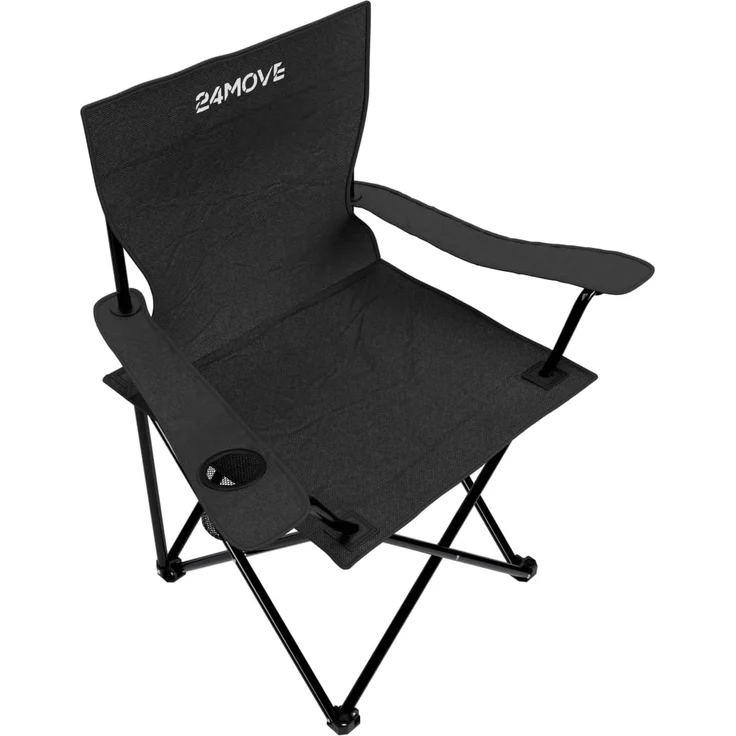 24Move Campingstuhl 24MOVE® Campingstuhl, 2er Set, Anglerstuhl, Getränkehalter, schwarz, mit Tragetasche, schwarz, Klappstuhl, bis 100kg belastbar – Bild 9