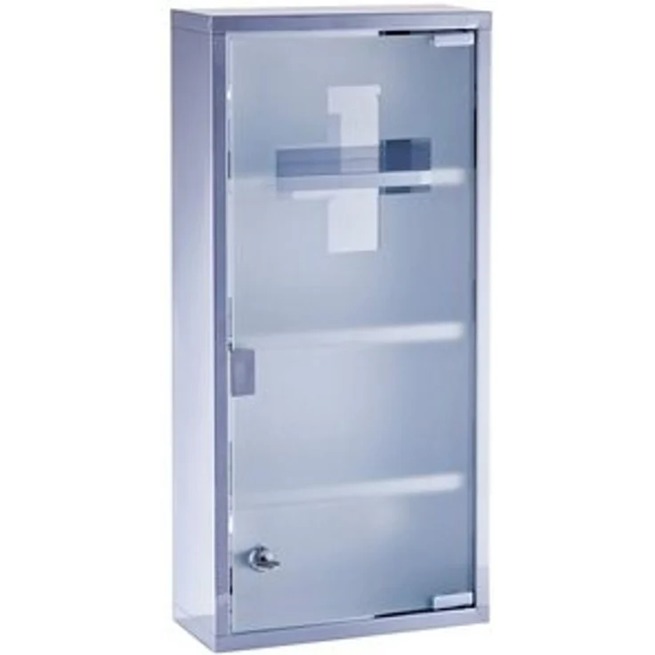 ZELLER 18112 Medizinschrank, Edelstahl/Glas, abschließbar / Arzneimittelschrank – Bild 4