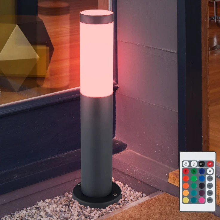 4er Set RGB LED Sockelleuchte, Edelstahl anthrazit, H 45 cm – Bild 7