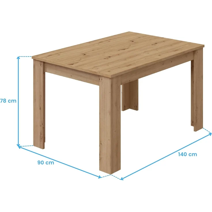 Habitdesign, ausziehbarer Esstisch, Wohnzimmer- oder Küchentisch, mit Platz für sechs Personen, Ausführung in Eiche Nodi, Maße: 140–190 x 78 x 90 cm (B x H x T), Modell Kendra – Bild 3