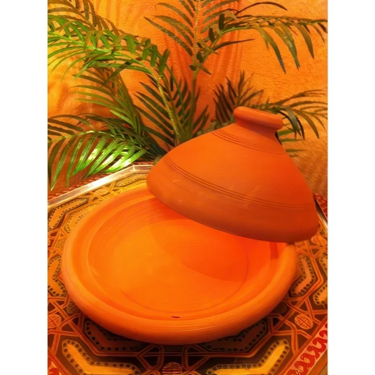 Marrakesch Orient & Mediterran Interior Dampfgartopf 2er Set, Tajine Tuareg Ø 30cm + Nord-Afrikanische Küche Kochbuch, (2-tlg), Handarbeit – Bild 2