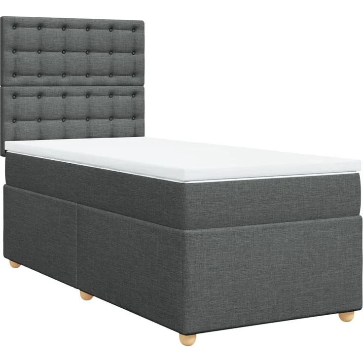 vidaXL Boxspringbett mit Matratze Dunkelgrau 100x200 cm Stoff 3293506 – Bild 3