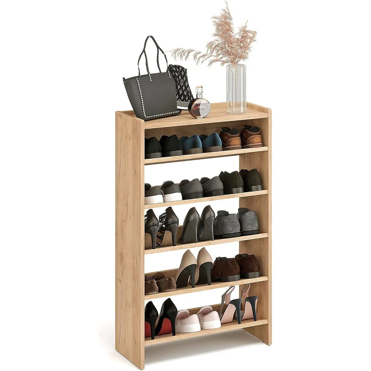KOMTO Schuhregal Elexis 5 Schmal - Schuhablage Flur mit 5 Ebenen Offener Schuhschrank, Schuhschrank Schuh Organizer Platzsparend, 60 x 25 x 98 cm – Bild 1