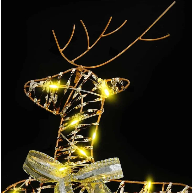 vidaXL LED Rentiere mit 180 LEDs 6 pcs Gold PET 3399385 – Bild 6