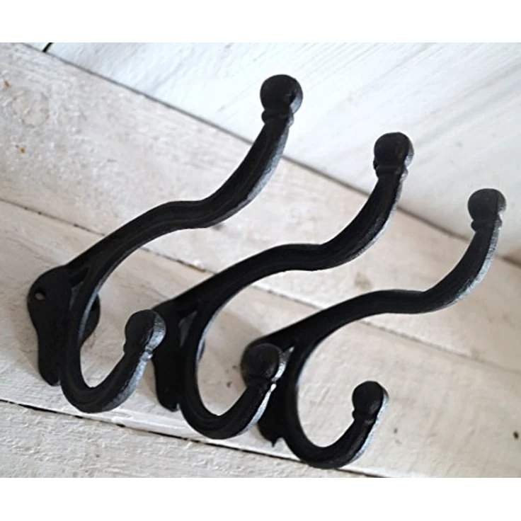 LB H&F Lilienburg Garderobenhaken Lilienburg 3 x Garderobenhaken Wandhaken Set Haken Garderobe (Set 3er), Wandgarderobe Kleiderhaken Metall Nostalgie massiv schwere Qualität – Bild 1