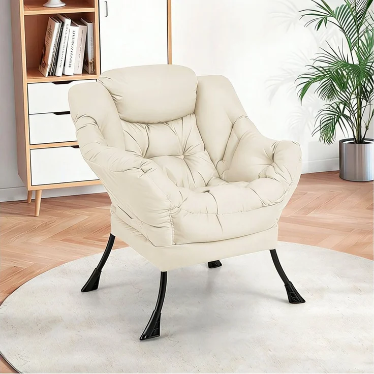 JEOBEST Esszimmerstuhl Sessel, Gemütlicher Loungesessel, Lesesesselaus, (1 ST) Metallgestell und Lehne, Modern Ohrensessel – Bild 1
