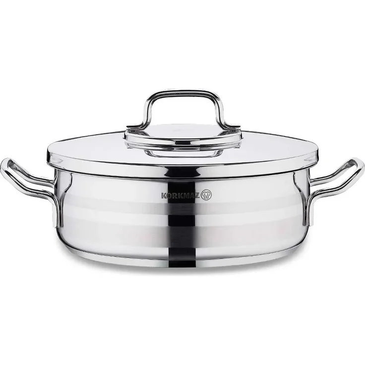 Korkmaz Astra2 Low Casserole 32 x 12 cm - 10,25 L, Edelstahl-Kochtopf mit Deckel – Bild 2