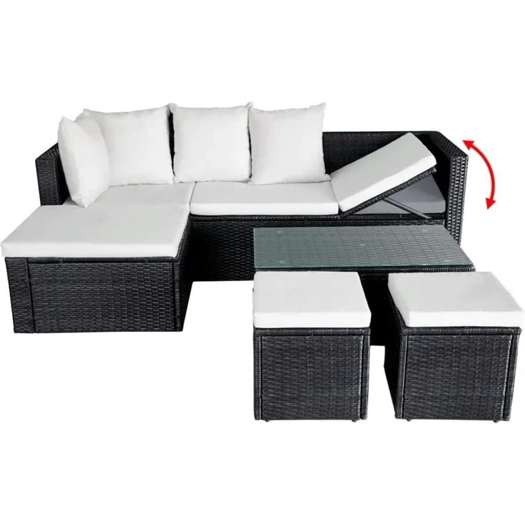 vidaXL 4-tlg. Garten-Lounge-Set mit Auflagen Poly Rattan Schwarz 42586 – Bild 11