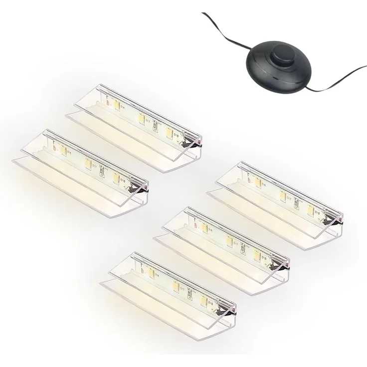 kalb LED Glaskantenbeleuchtung LED Glaskantenbeleuchtung Clip Set 3000K/5000K Transparent Plug & Play, 5er Set warmweiß