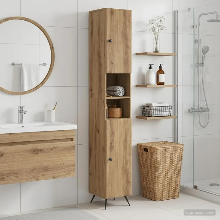 vidaXL Badezimmerschrank mit offenem Regal BREDA Artisan-Eiche 897484