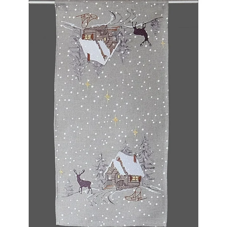 texpot Tischdecke Tischläufer Stickerei Winterwald Weihnachtsdekoration Winter (1-tlg) – Bild 1
