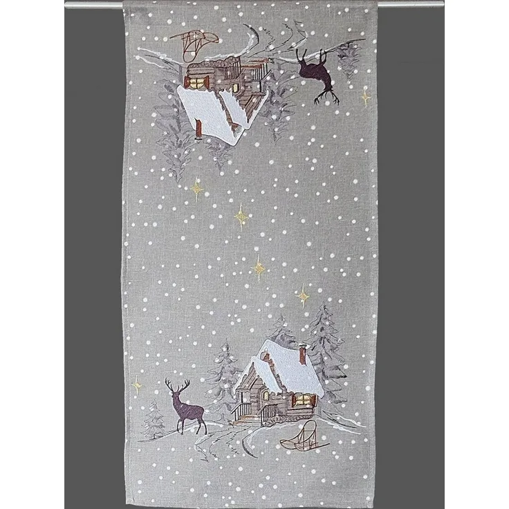 texpot Tischdecke Tischläufer Stickerei Winterwald Weihnachtsdekoration Winter (1-tlg)