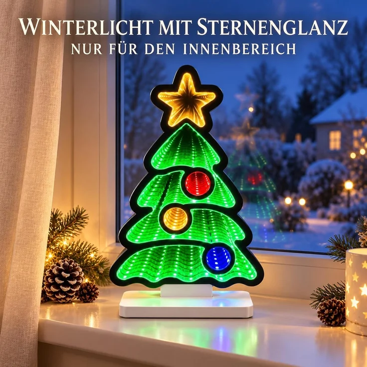 LED Infinity Spiegel Tannenbaum 28 cm mit Timer, bunte Weihnachtsdeko innen – Bild 8