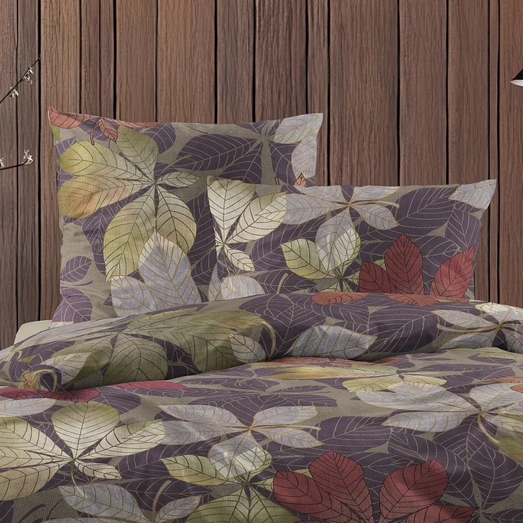 Irisette Flausch Cotton Bettwäsche Zobel 8792-90 Blätter braun 135x200 – Bild 3