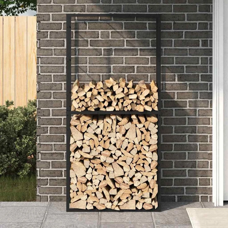 vidaXL Brennholzregal Schwarz 100x30x209 cm Stahl 4018469 – Bild 2