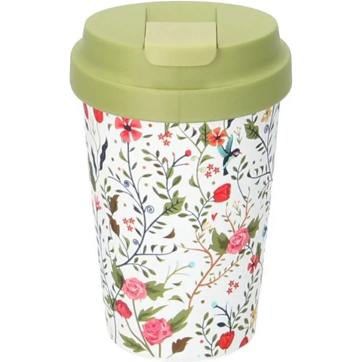 chic mic GmbH Becher Chic Mic bioloco plant easy cup Coffee to Go Becher Flowers & Birds, PLA (Kunststoff aus Pflanzenzucker)