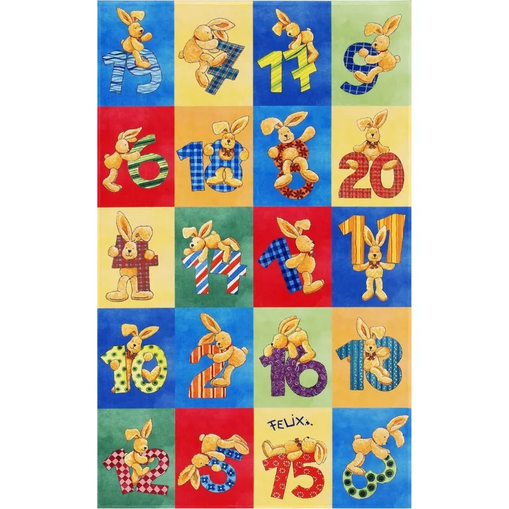 Kinderteppich- FELiX Spiel und Lern Teppich, Zahlen Lernen, in Zwei Größen, Teppich 160 x 100 cm
