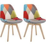 2er-Set Esszimmerstühle aus Holz mit Leinenbezug Designer Modell Lisa