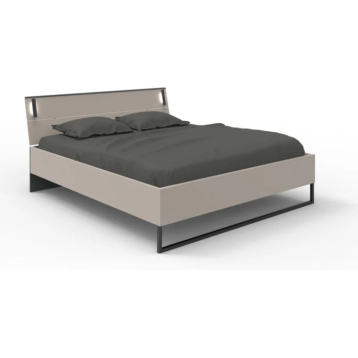 Bettanlage >Tilburg< (4tlg. ) Bett 188x92x210, Nachtkommoden, Kommode, Saharagrau/Grafit – Bild 3