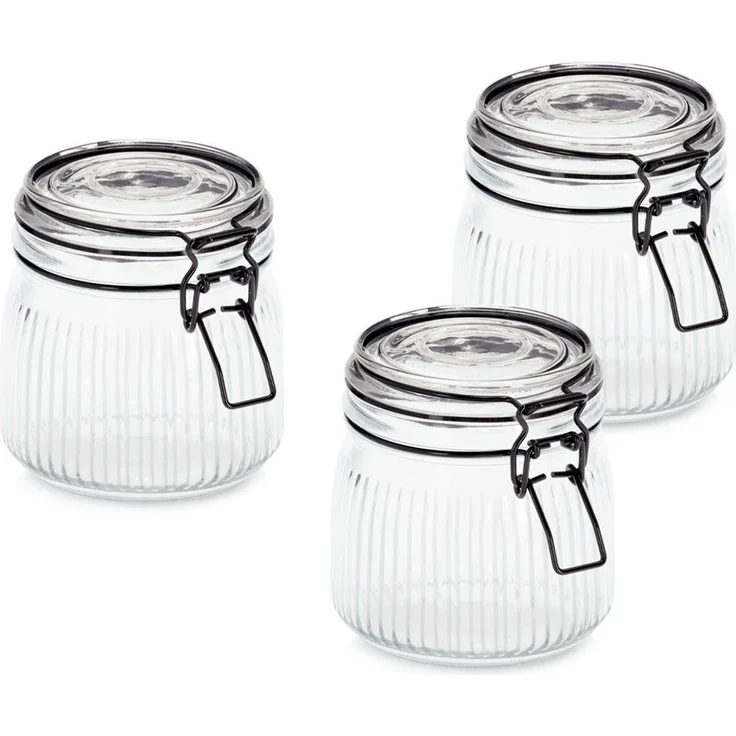 Zeller Present Vorratsglas mit Bügelverschluss, 3-tlg, Glas, Metall, (Set, 3-tlg), luftdicht, schützt vor Feuchtigkeit – Bild 3