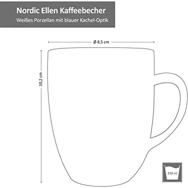 Ritzenhoff & Breker Becher 4er Set Kaffeebecher Nordic Ellen 320ml Ritzenhoff & Breker - 408683, Porzellan – Bild 3