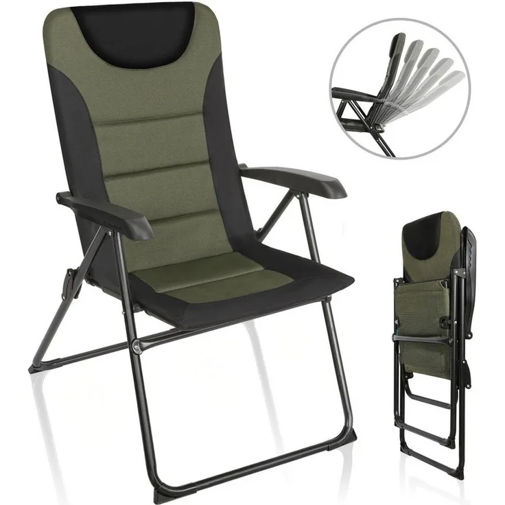 HOMECALL Campingstuhl Gartenstuhl Gepolsterter Klappstuhl für Wohnwagen Outdoors-150kg (1 St), Hochlehner Anglerstuhl mit 5-fach verstellbarer Rückenlehne