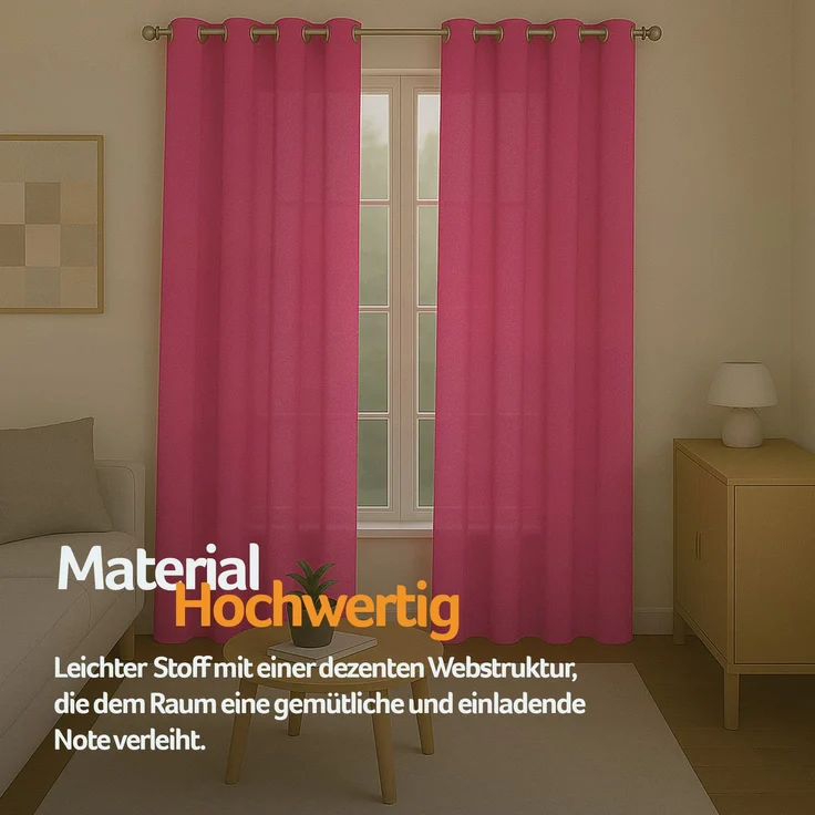 Gardine mit Ösen *** x *** cm ( Breite x Länge ) in ***, blickdichter Vorhang, Ösenvorhang in vielen Variationen 140x175 cm Pink – Bild 4