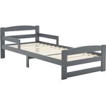 Juskys Jugendbett Arona 90x200 cm mit Lattenrost - Bettgestell aus Massivholz in Grau - Einzelbett mit Rausfallschutz - Stauraum unter dem Bett