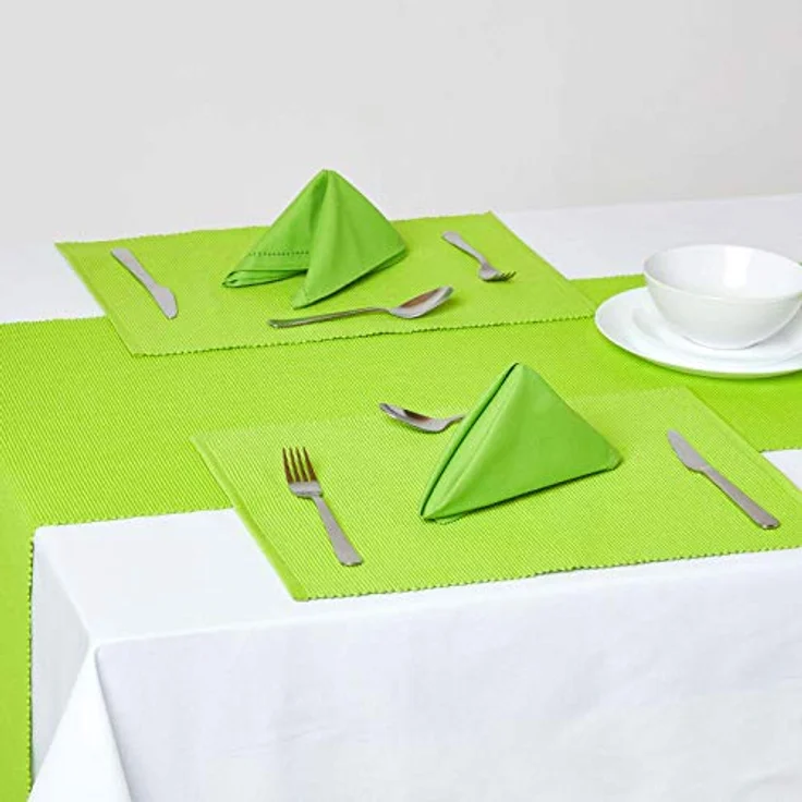 Homescapes Platzset Tischset limette im 2er-Set – 30 x 45 cm, 100% Baumwolle – Bild 3