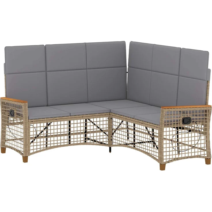vidaXL Garten Liegesofa Set Beige und Hellgrau 164 x 164 x 112 cm 42026825 – Bild 2