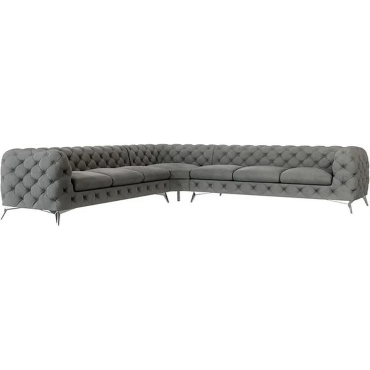 S-Style Möbel Ecksofa Chesterfield Ecksofa Kalina mit Silber Metall Füßen, mit Wellenfederung – Bild 4