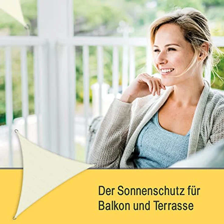 Sonnensegel dreieckig 2 x 2 x 2 m Balkon Sonnensegel Wasserdurchlässig Terrasse Sonnenschutz Segel Creme – Sol Royal Sonnensegel Balkon Segeltuch UV Sonnenschutz Garten Pool Camping - Shade Sails HS9 – Bild 11