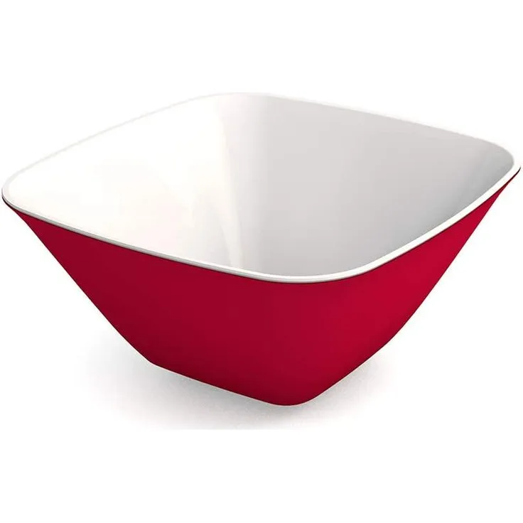 Ornamin Schale 900 ml rot, Melamin leichte, eckige Kunststoffschale Alltags-Geschirr für zu Hause, Camping, Picknick, BBQ, Gemeinschaftsverpflegung, Großküchen Dessertschale, Suppenschüssel, Beilagenschale, Müslischale, Salatschüssel