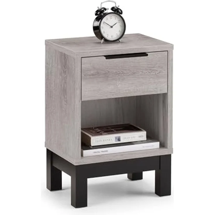 Julian Bowen Bali Nachttisch mit 1 Schublade, Eiche grau, Holzwerkstoff, 50 x 35 x 26 cm – Bild 4