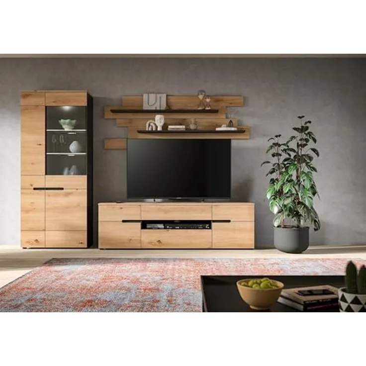 Wohnzimmer-Set >Canu< in Basalt Grau / Artisan - 280x190x44cm (BxHxT)