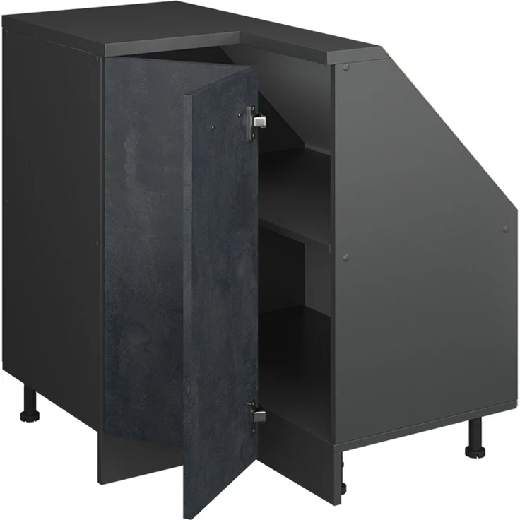 Eck-Küchenschrank für Dachschrägen R-Line Schwarz Beton 75.6 cm mit 1 Tür Vicco – Bild 4