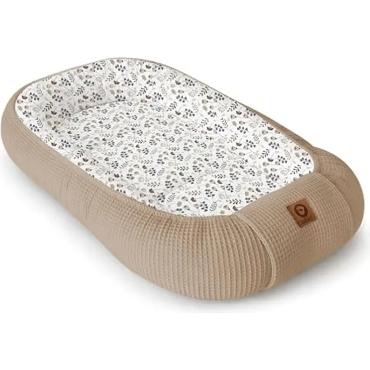 Babynestchen Neugeborene – Nestchen Baby aus Waffel Baumwolle & Baumwollstoff – Babynest für Babybett & Kinderbett – Baby Kokon Tragbar – OEKO-TEX – Zubehör für Babybett - Zweige und Braun