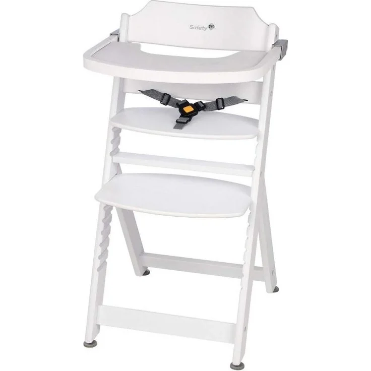 Safety 1st 'Timba' Treppenhochstuhl, weiß, 4-fach höhenverstellbar, mit Sicherheitsbügel, Gurt und Essbrett, Buche massiv – Bild 1