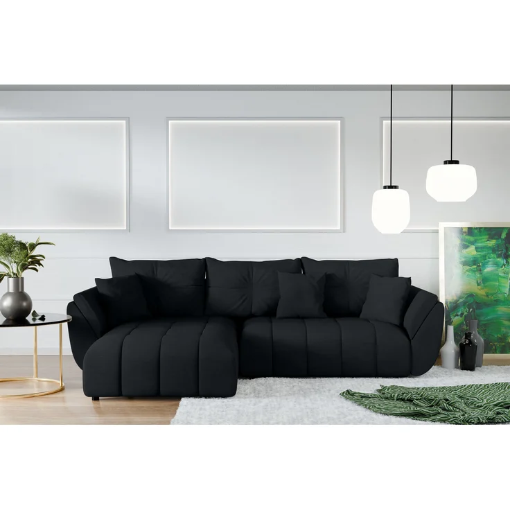 AX LIVING L Form schwarze Ecksofa Verciani Schlaffunktion Bettkasten – Bild 3